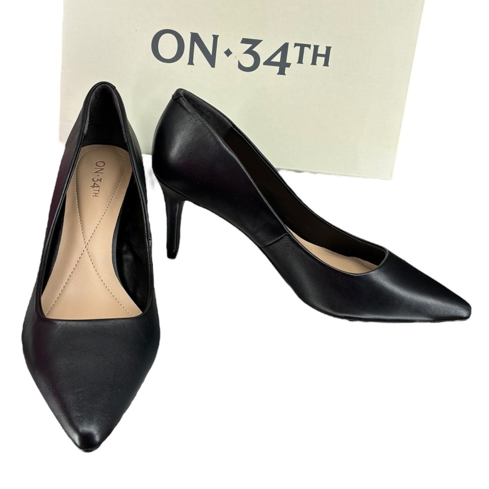 Black Pointed Toe Stiletto Pumps Heels Wedding Work Party On 34th Jeules 7.5 NIB